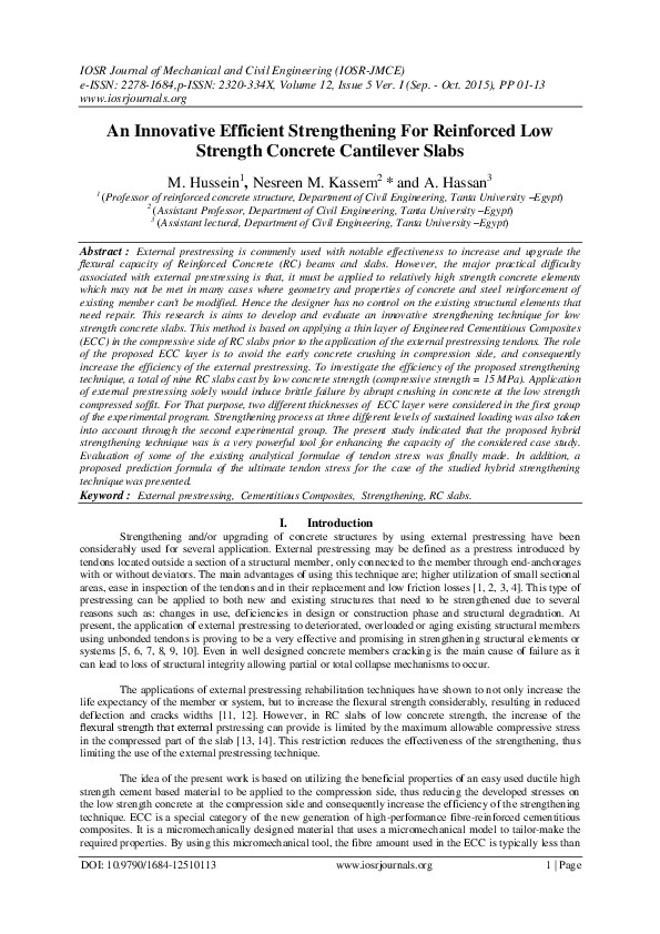 (PDF) An Innovative Efficient Strengthening For Reinforced Low Strength Concrete Cantilever