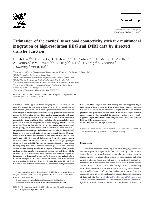 (PDF) Estimation of the cortical functional connectivity with the ...