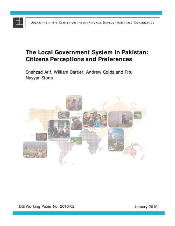 (PDF) The Local Government System in Pakistan: Citizens Perceptions and ...