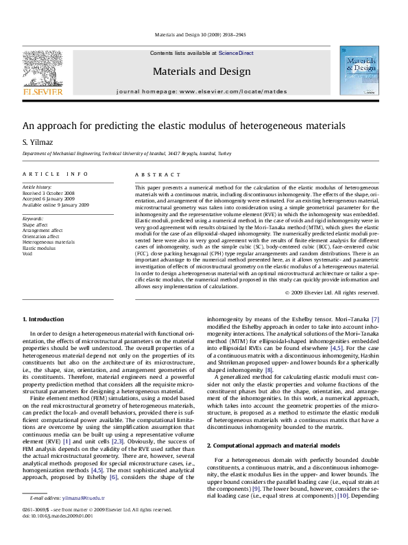 (PDF) An approach for predicting the elastic modulus of heterogeneous ...