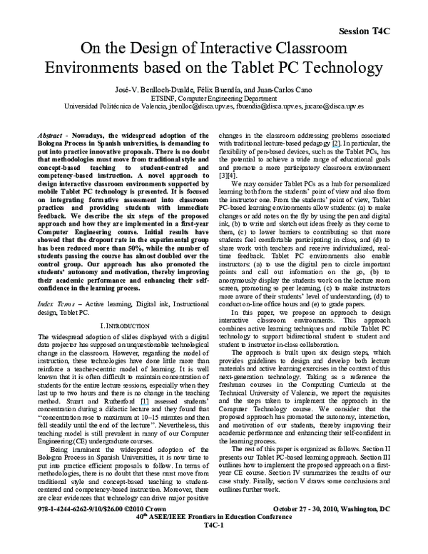 (PDF) On the design of interactive classroom environments based on the ...