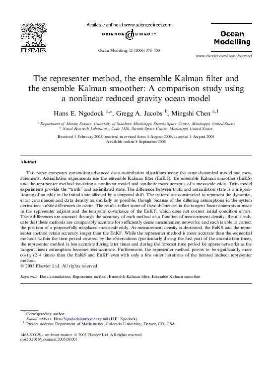 (PDF) The ensemble Kalman filter and the representer method: comparison ...