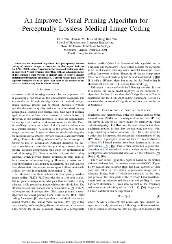 (PDF) An Improved Visual Pruning Algorithm for Perceptually Lossless ...