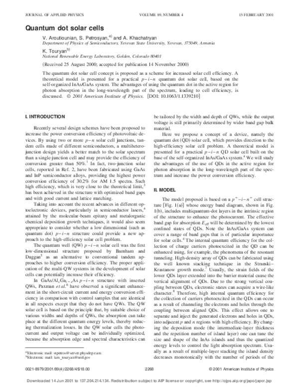 (PDF) Quantum dot solar cells