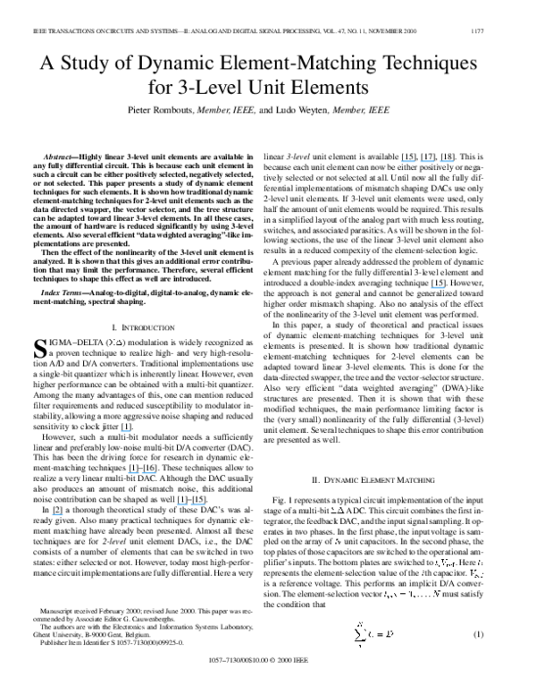 (PDF) A study of dynamic element-matching techniques for 3-level unit ...