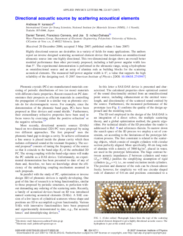 (PDF) Directional acoustic source by scattering acoustical elements
