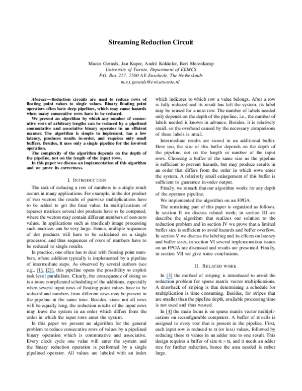 (PDF) Streaming Reduction Circuit