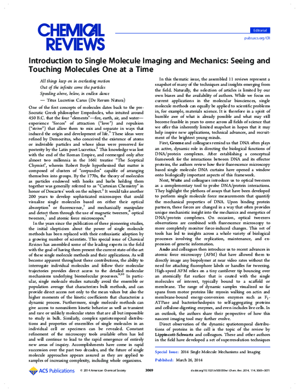(PDF) Introduction to Single Molecule Imaging and Mechanics: Seeing and ...