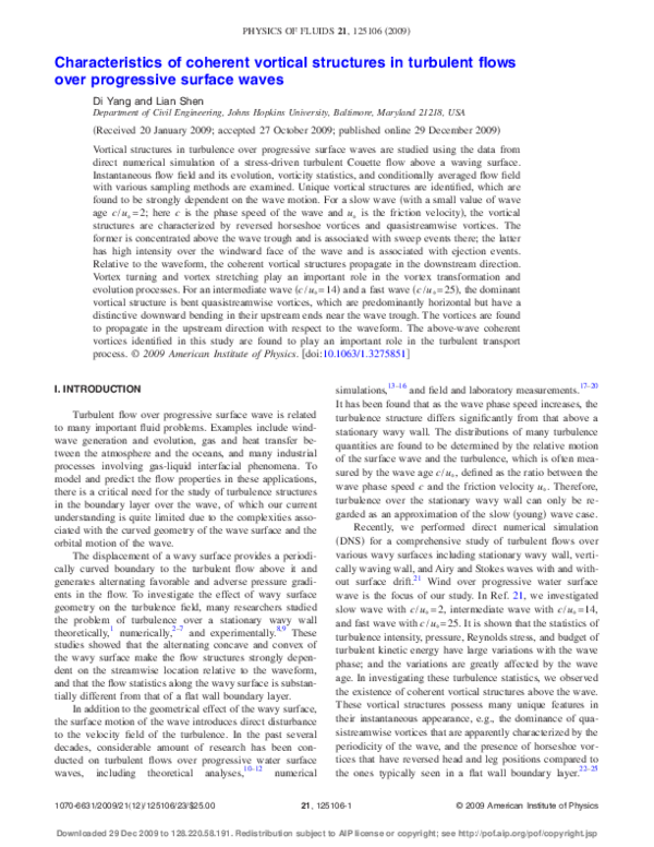 (PDF) Characteristics of coherent vortical structures in turbulent ...