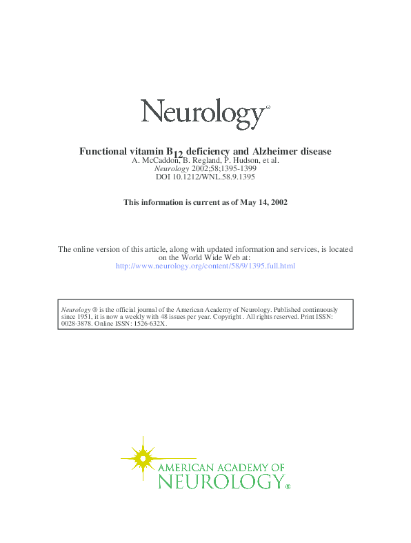 (PDF) Vitamin B12 deficiency mimicking neuroimaging features of motor