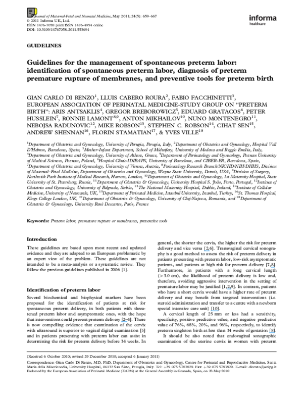 Preterm labor treatment guidelines picture