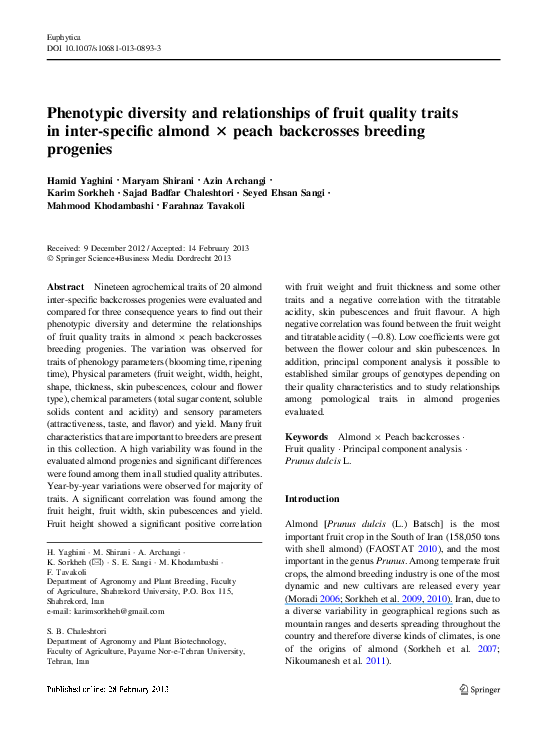 (PDF) Phenotypic diversity and relationships of fruit quality traits in ...