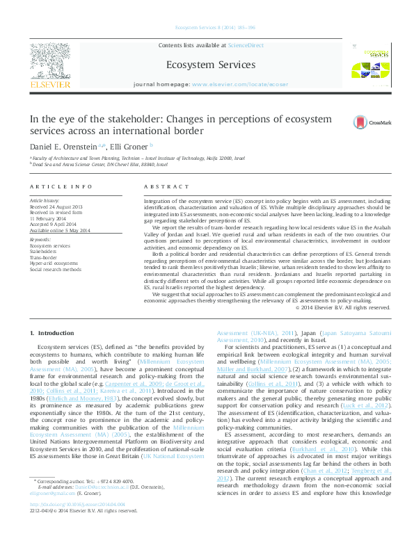 (PDF) In the eye of the stakeholder: Changes in perceptions of ...