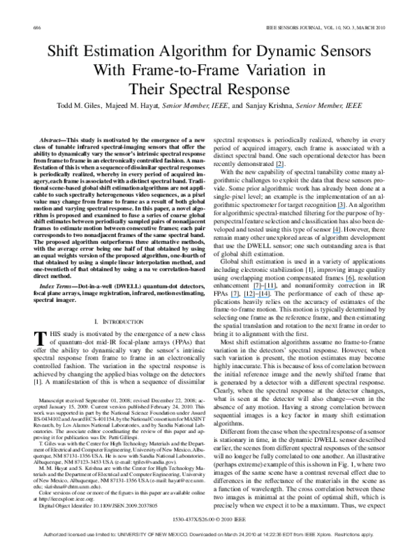 (PDF) Shift Estimation Algorithm for Dynamic Sensors With Frame-to ...