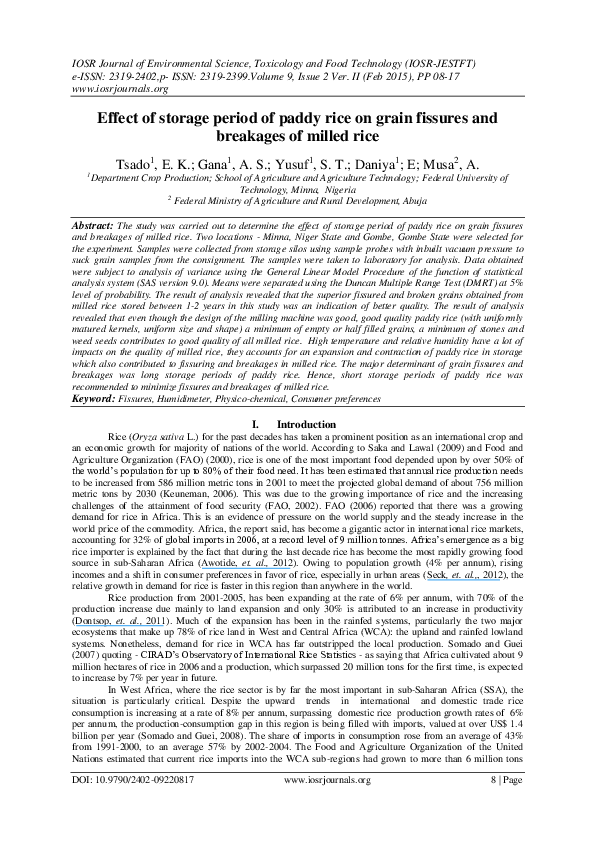 (PDF) Effect of storage period of paddy rice on grain fissures and ...