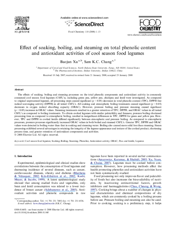 (PDF) Effect of soaking, boiling, and steaming on total phenolic ...