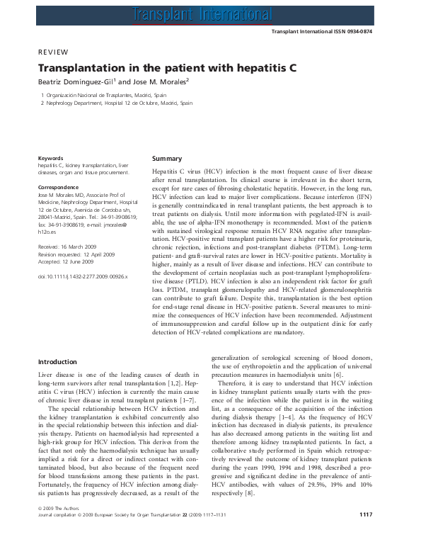 (PDF) Transplantation in the patient with hepatitis C