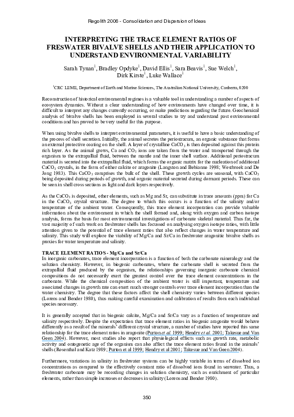 (PDF) Interpreting the trace element ratios of freshwater bivalve