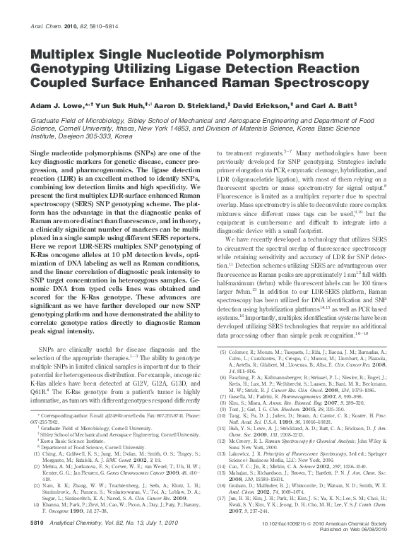 (PDF) Multiplex Single Nucleotide Polymorphism Genotyping Utilizing ...