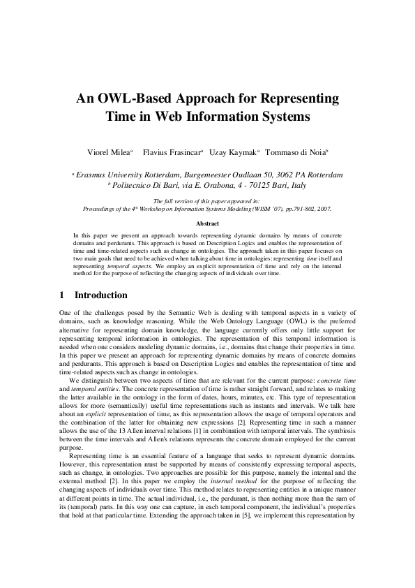 (DOC) An OWL-Based Approach for Representing Time in Web Information ...