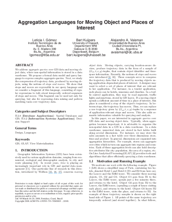 (PDF) Aggregation languages for moving object and places of interest