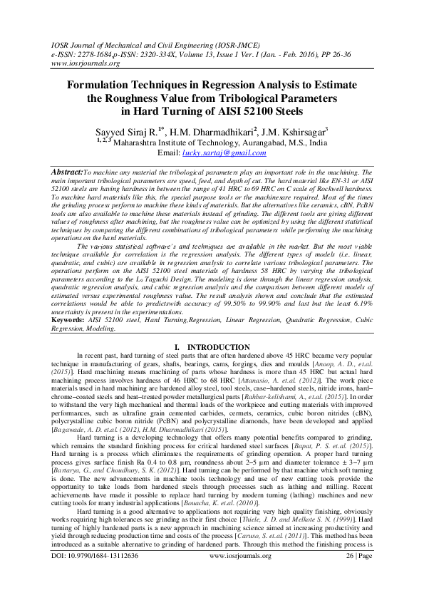 (PDF) Formulation Techniques in Regression Analysis to Estimate the ...