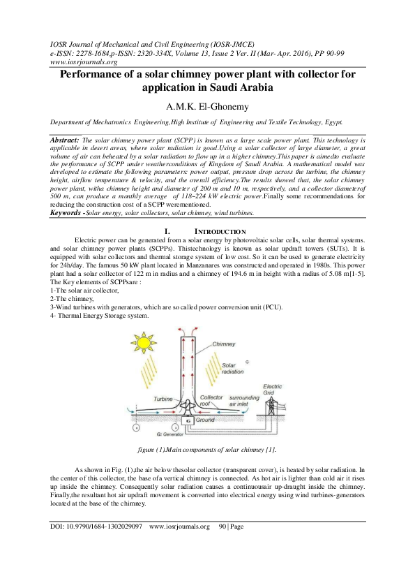 (PDF) Performance of a solar chimney power plant with collector for ...