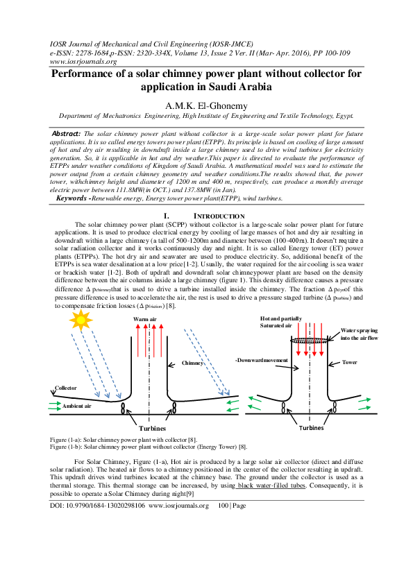 (PDF) Performance of a solar chimney power plant without collector for ...