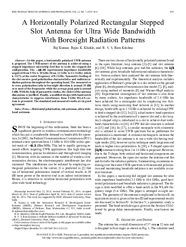 (PDF) A Horizontally Polarized Rectangular Stepped Slot Antenna for