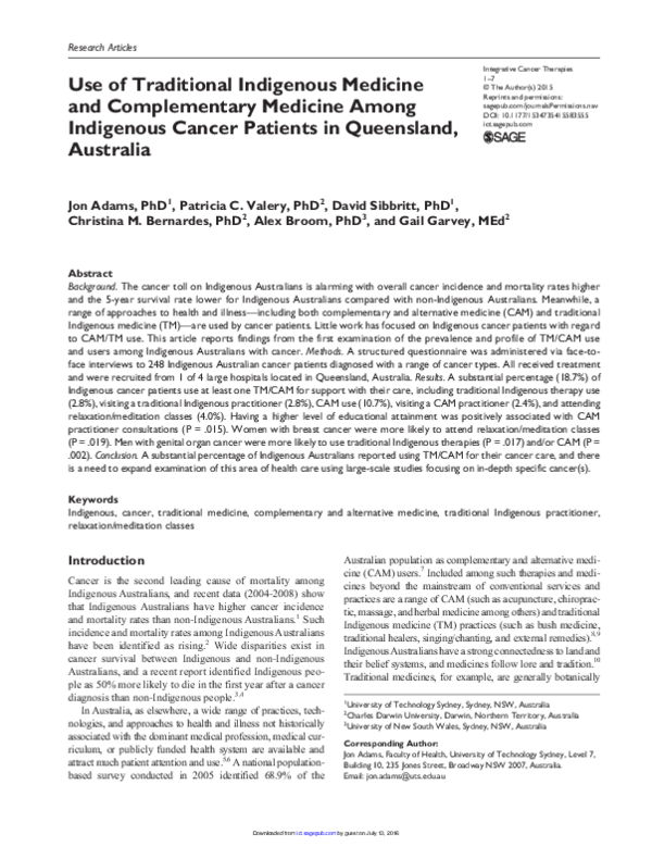 (PDF) Use of Traditional Indigenous Medicine and Complementary Medicine ...