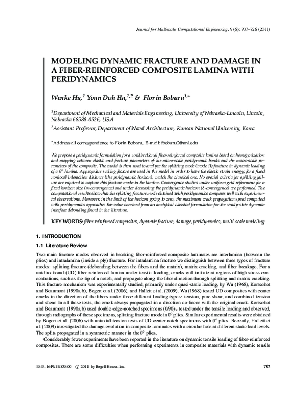 (PDF) MODELING DYNAMIC FRACTURE AND DAMAGE IN A FIBER-REINFORCED ...