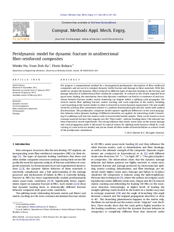 (PDF) Peridynamic model for dynamic fracture in unidirectional fiber ...