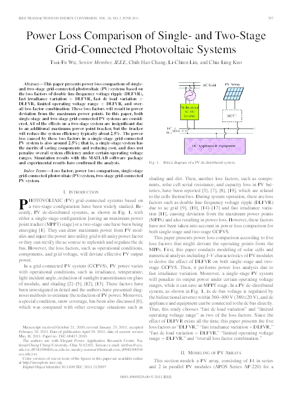 (PDF) Power Loss Comparison of Single- and Two-Stage GridConnected ...