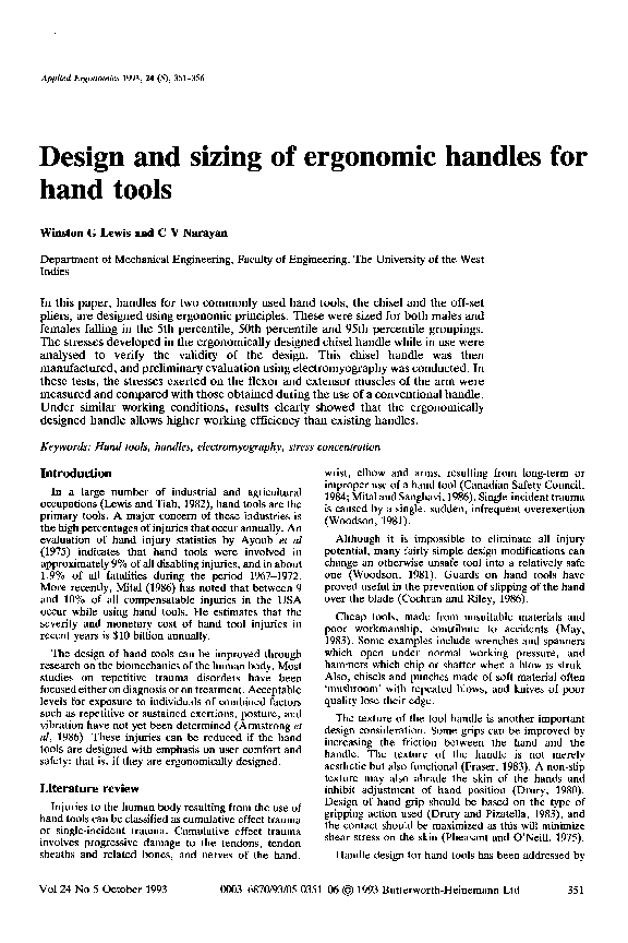 (PDF) Design and sizing of ergonomic handles for hand tools Winston