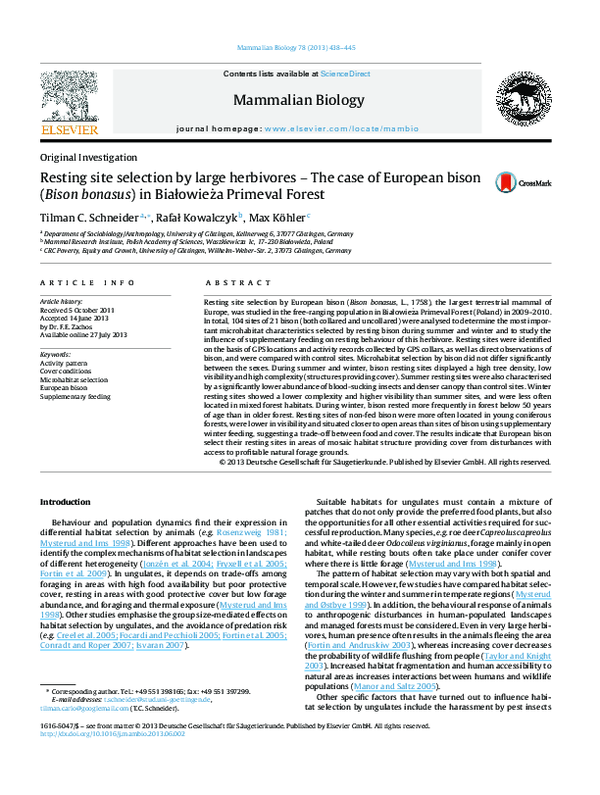 (PDF) Resting site selection by large herbivores – The case of European ...