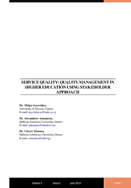 (PDF) Service Quality: Quality Management in Higher Education using ...