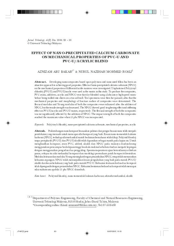 (PDF) Effect of Nano–Precipitated Calcium Carbonate on Mechanical ...
