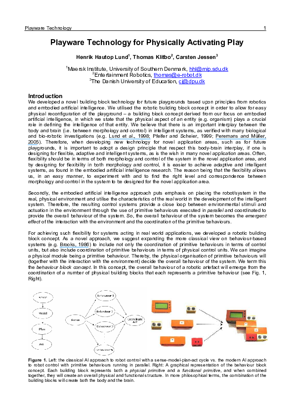 Pdf Playware Technology For Physically Activating Play