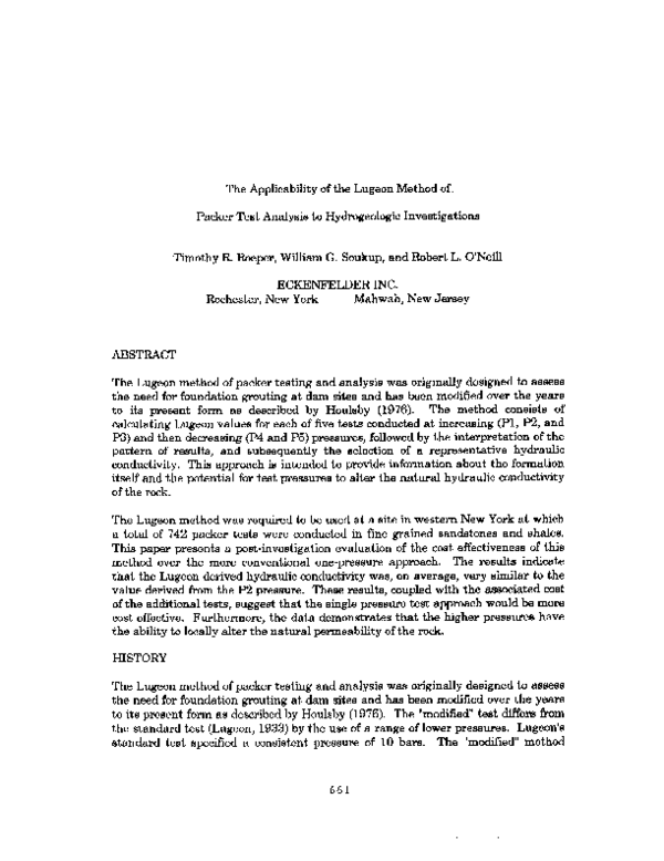 (PDF) The applicability of the Lugeon Method of Packer Test.PDF ...