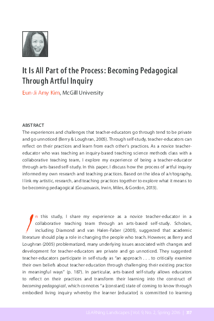 (PDF) It Is All Part of the Process: Becoming Pedagogical Through ...
