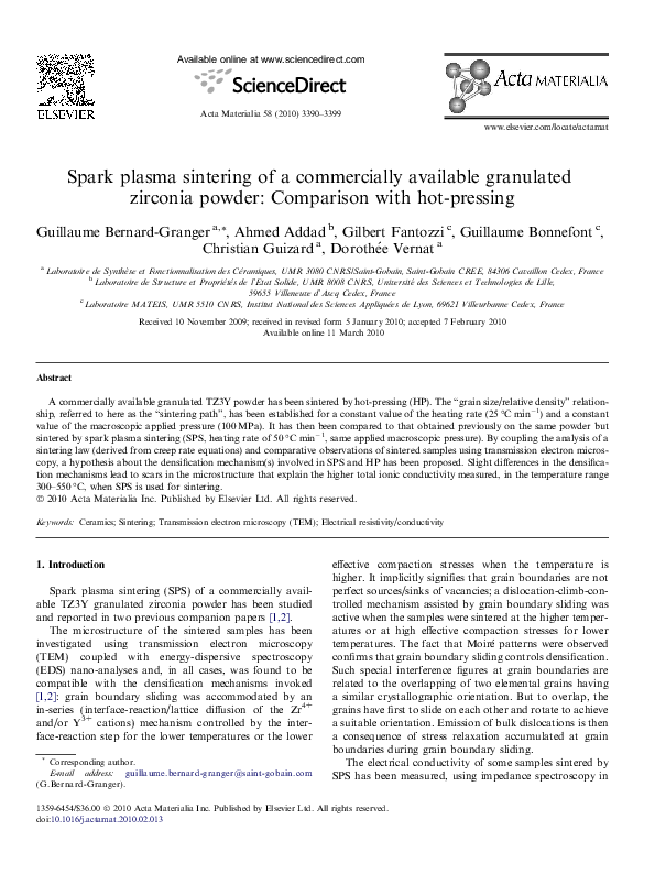 (PDF) Spark plasma sintering of a commercially available granulated ...