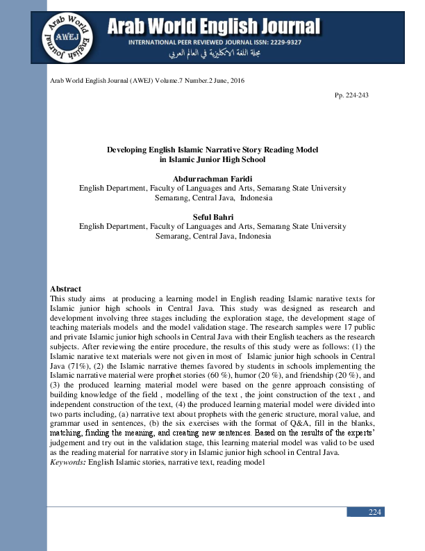 (PDF) Developing English Islamic Narrative Story Reading Model in ...
