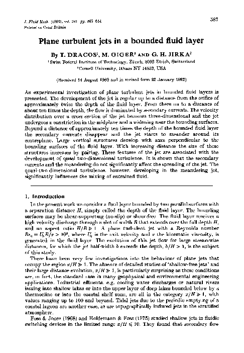 (PDF) Plane turbulent jets in a bounded fluid layer