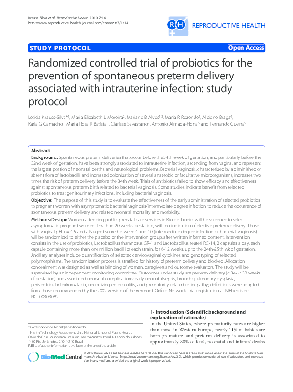 (PDF) Randomized controlled trial of probiotics for the prevention of ...
