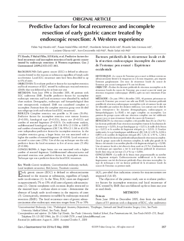 (PDF) Predictive Factors for Local Recurrence and Incomplete Resection ...