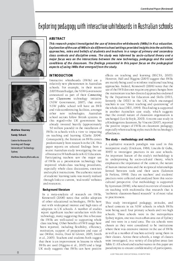 (PDF) Exploring Pedagogy with Interactive Whiteboards