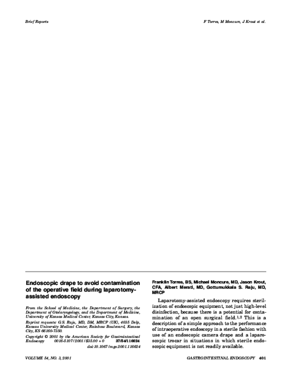 (PDF) Endoscopic drape to avoid contamination of the operative field