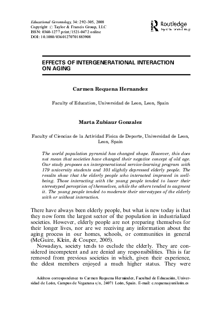 (PDF) Effects of Intergenerational Interaction on Aging