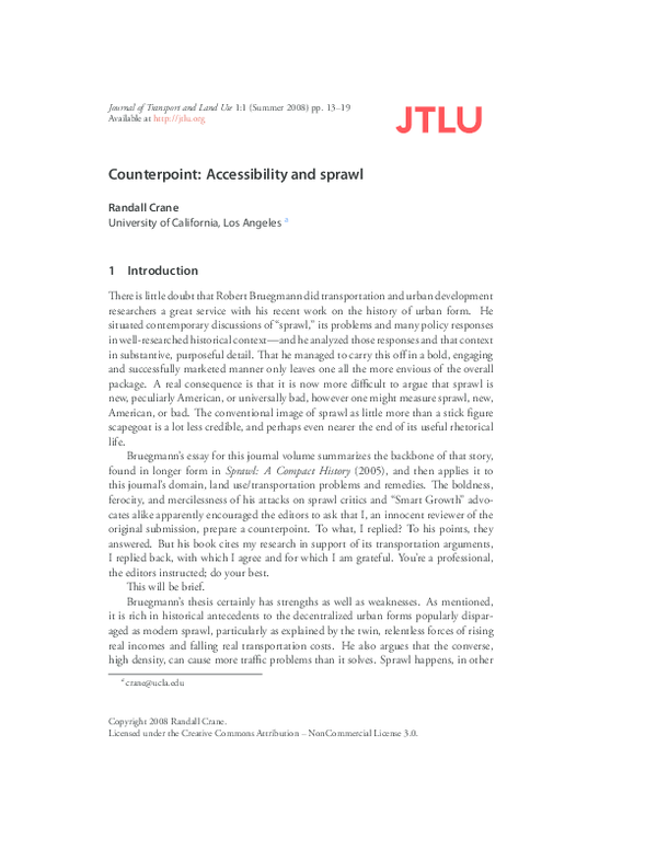 (PDF) Accessibility and Sprawl