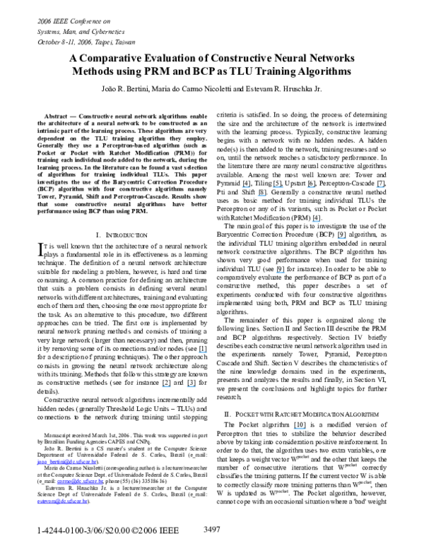 (PDF) A Comparative Evaluation of Constructive Neural Networks Methods ...